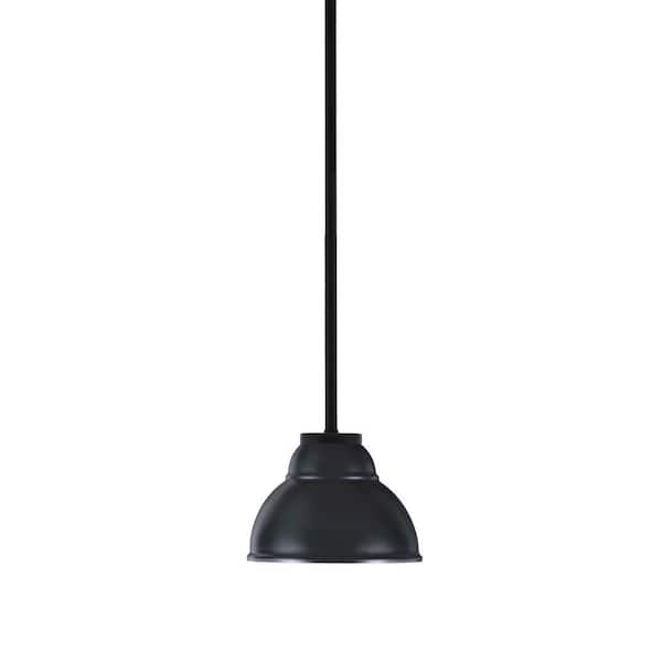 Unbranded Elonia 100-Watt 1 Light Matte Black Stem Mini Pendant Light with 7 in. Matte Black Double Bubble Metal Shade