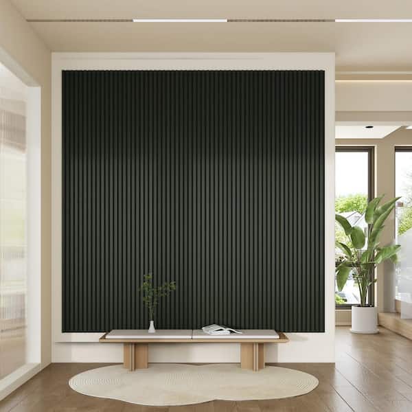 Dovelina 23.6 in. x 23.6 in. Natural Wood Black Color Square Wall Panels Decorative Sound Proof Panels Shiplap Panel (4-Pack)