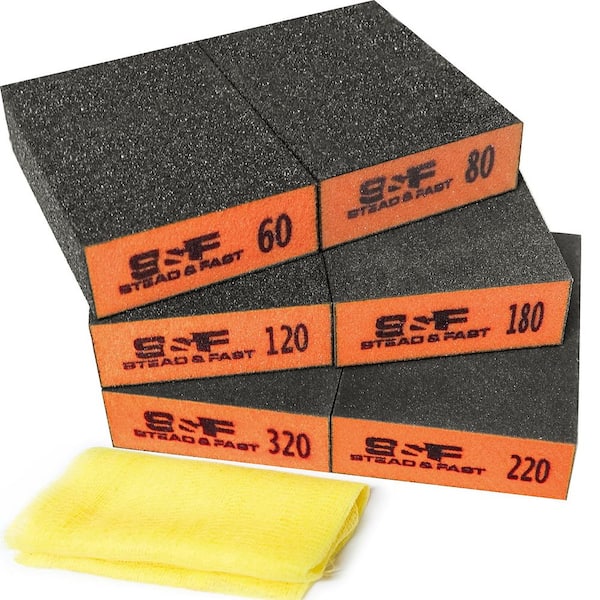 2.8 in. x 0.33 ft. x 0.08 ft. Different Sizes Coarse Sandpaper Sanding Sponge for Metal, Gypsum and Drywall (6-Pack)