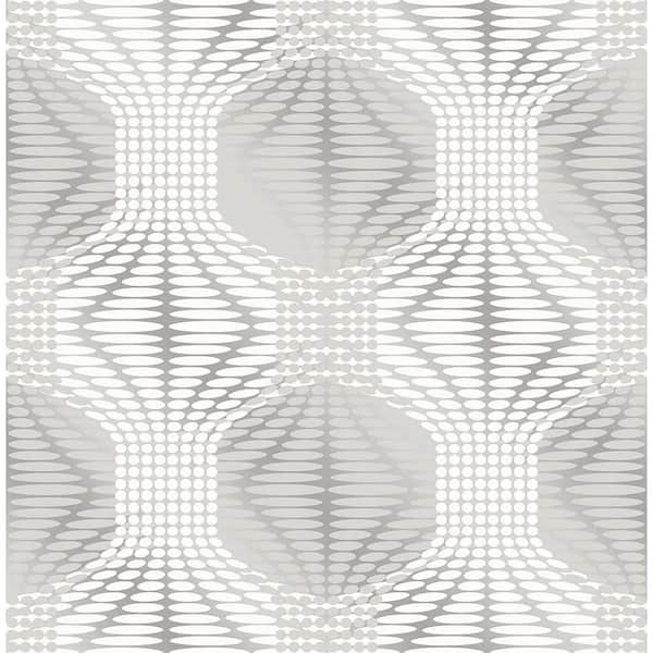 A-Street Prints Optic Silver Geometric Paper Strippable Roll (Covers 56.4 sq. ft.)