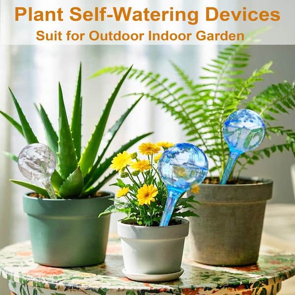 OGETFUUR 0.1 Gal. Self Watering Globes, Automatic Watering Bulbs for Indoor and Outdoor Potted Plants, Blue (10-Pack)