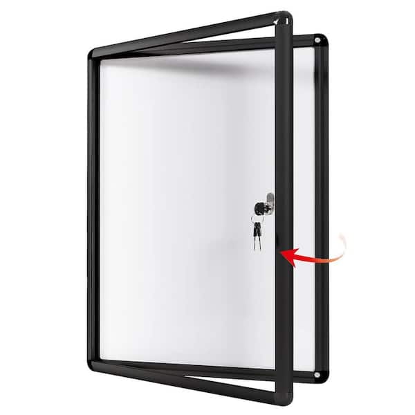 26 in. x 20 in. Outdoor Acrylic Enclosed Notice Board Magnetic Bulletin Boards for Indoor Office with Locking Door Black