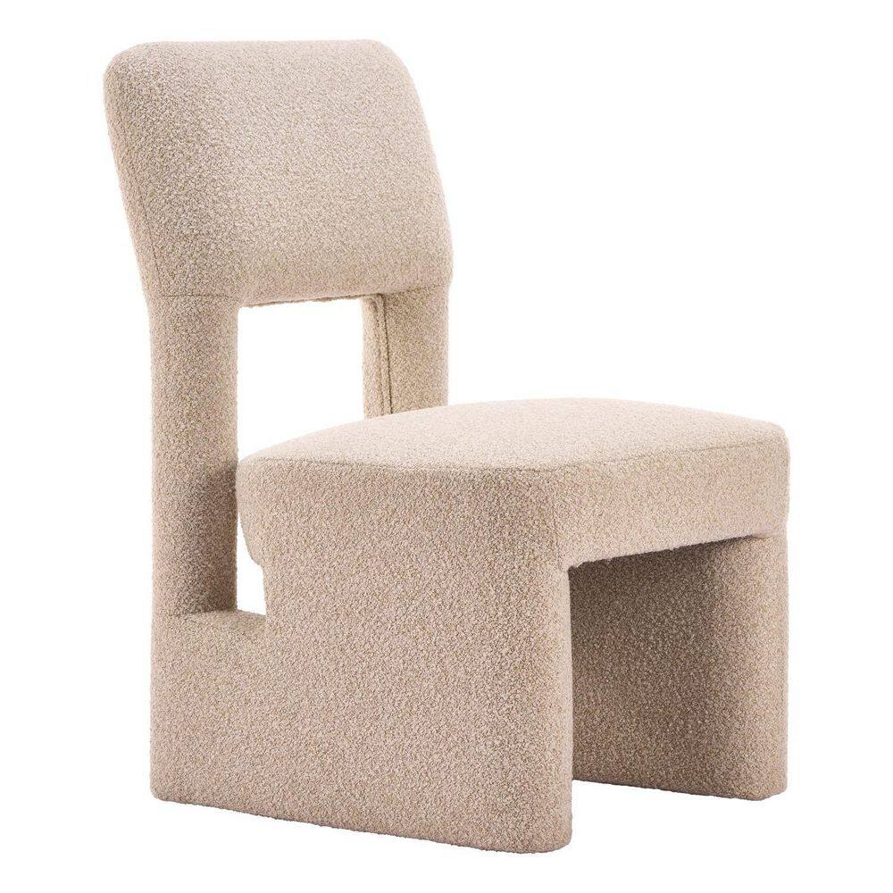 33.9 in.H Beige Solid High Back Armless Dining Chair Set of 2