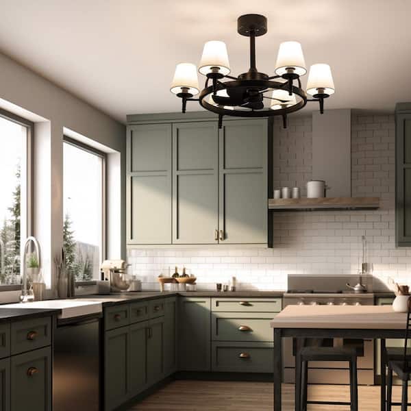 31.5 in. Indoor Black Downrod Mount Vintage Ceiling Fan with Light and Remote Control for Living Room and Bedroom