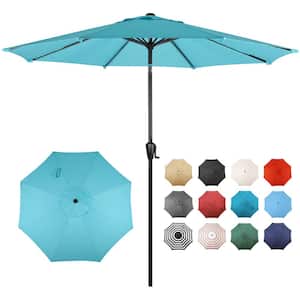 9 ft. Round 8-Rib Steel Market Patio Umbrella in Aqua