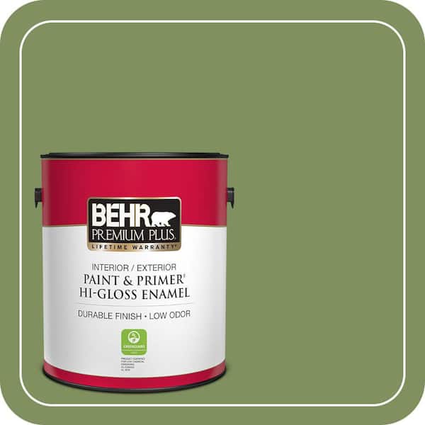 BEHR PREMIUM PLUS 1 gal. #PPU10-03 Green Energy Hi-Gloss Enamel Interior/Exterior Paint & Primer