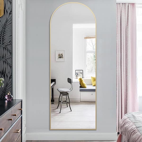 PexFix 24 in. x 71 in. Modern Arched Framed Gold Full Length Mirror Leaning  Mirror with Standing Holder PEXFIX-JOJO-S258 - The Home Depot