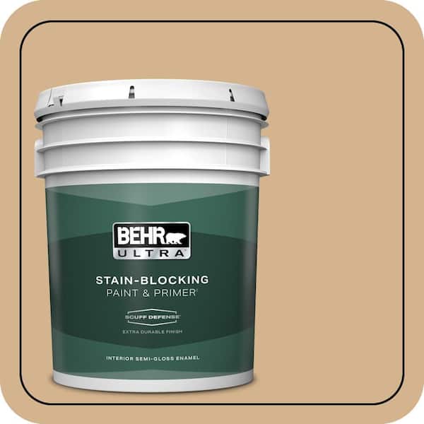 BEHR ULTRA 5 gal. Home Decorators Collection #HDC-NT-04 Creme De Caramel Extra Durable Semi-Gloss Enamel Interior Paint & Primer