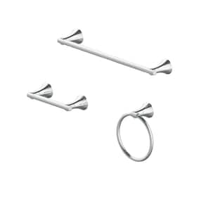 Arendell 3-Piece Bath Hardware Set with 24 in. Towel Bar, Towel Ring, and TP Holder in Chrome