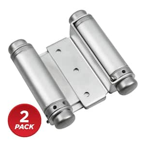 5-13/16 in. x 3-3/4 in. Satin Chrome Self Closing Double Action Hinge (2-Pack)