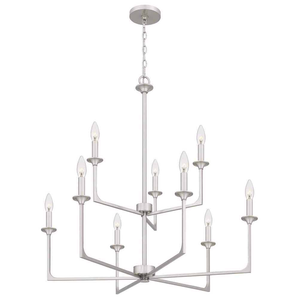 Prescott Brushed Nickel 9-Light Chandelier with Candle Sleeves