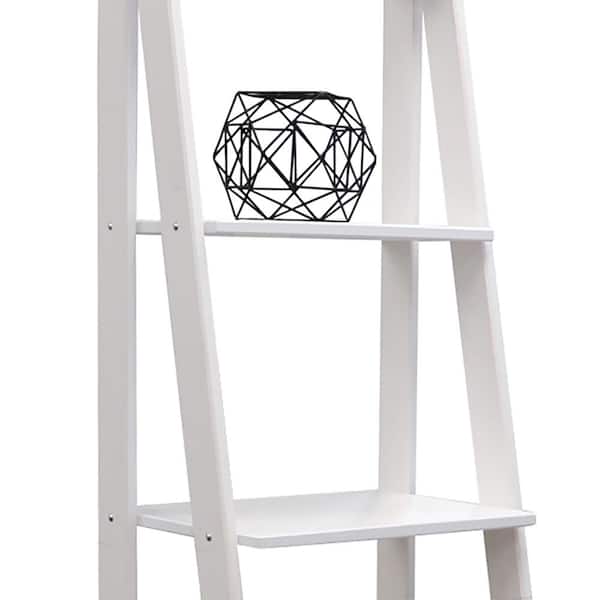 Jela-USA 62.2 in. Solid White Wood 5-shelf Ladder Bookcase with