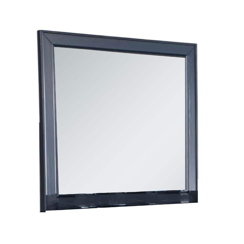 Benjara Zeny Slate Blue 40 in. W x 38 in. H Rectangle Wood Framed