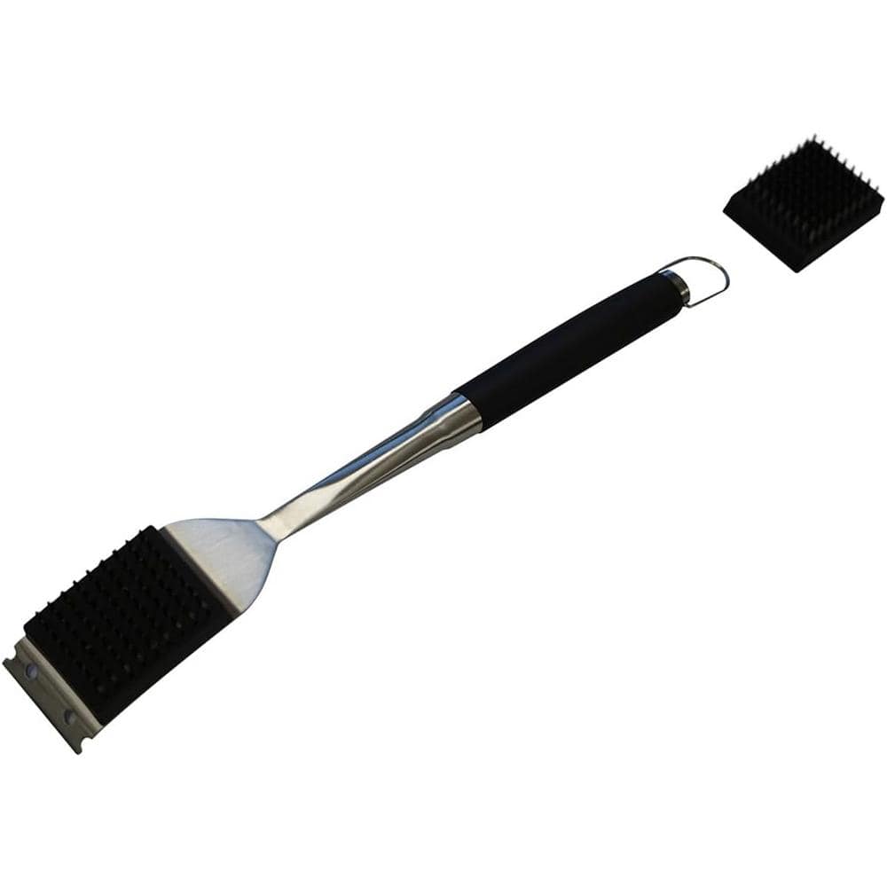 Stainless Steel BBQ Grill Brush with Scraper and Hanging Strap