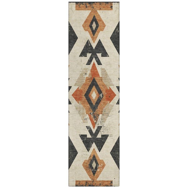 Chantille Machine Washable Indoor/Outdoor Abstract ACN1882 Ivory 2 ft. 3 in. x 7 ft. 6 in. Runner Rug