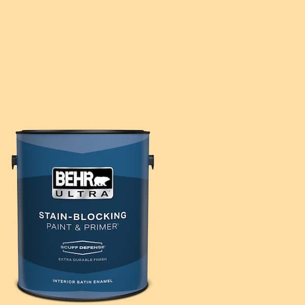 BEHR ULTRA 1 gal. #300A-3 Melted Butter Extra Durable Satin Enamel Interior Paint & Primer