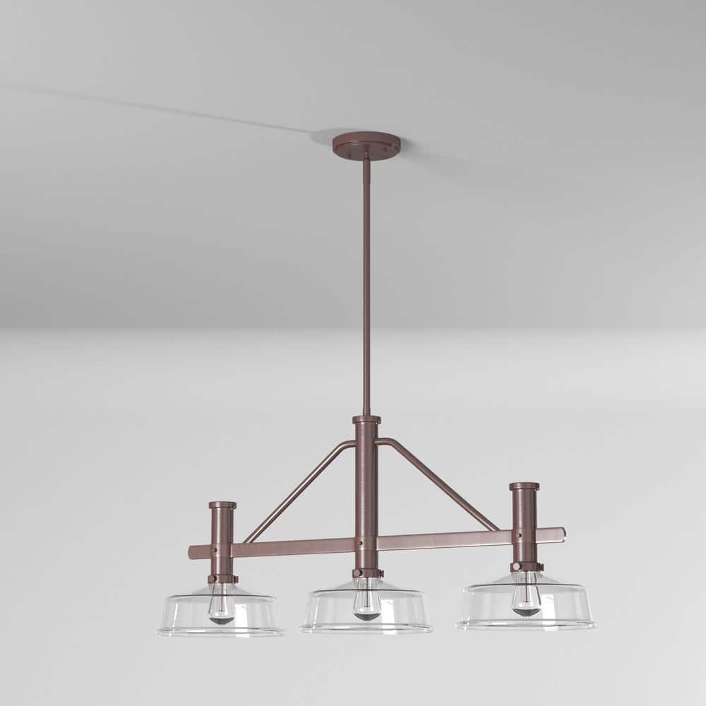 Carson 38.75" Satin Copper Bronze Glass Island Pendant