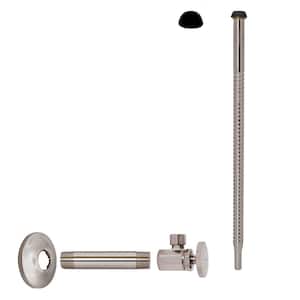 1/2 in. IPS x 3/8 in. O.D. Compression Outlet x 12 in. Corrugated Supply Line Kit with Round Handle, Satin Nickel
