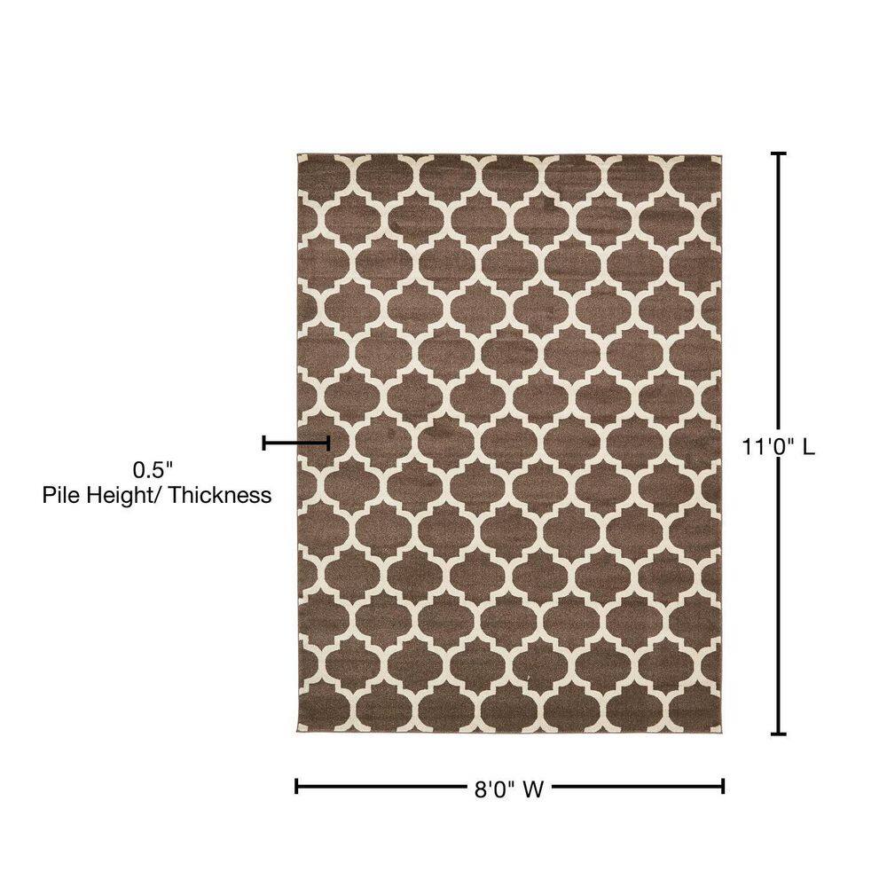 Elegant Brown Trellis 8' x 10' Rectangular Easy-Care Rug