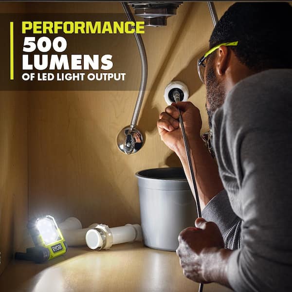RYOBI 500 Lumens LED USB Lithium Pivoting Flip Light Kit 3-Mode with Battery and Charging Cable (2-Pack)