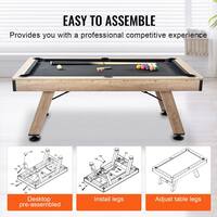 SKYSHALO Billiards Table, 7 ft. Pool Table, Adjust Legs Stable Billiards Table, Pool Table Set Includes Balls, Cues AXTTQZHZMRZB8PJQQV0-250304