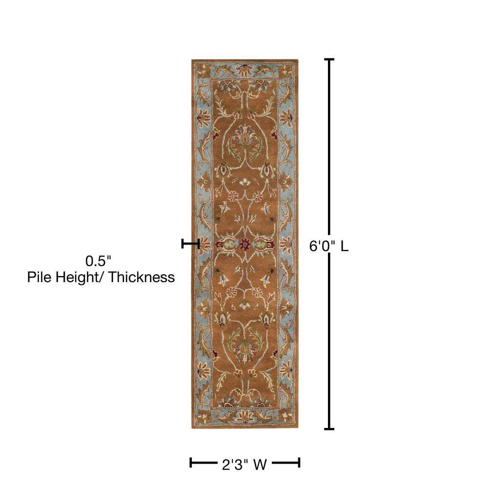 Hand-Tufted Blue and Brown Wool Runner Rug