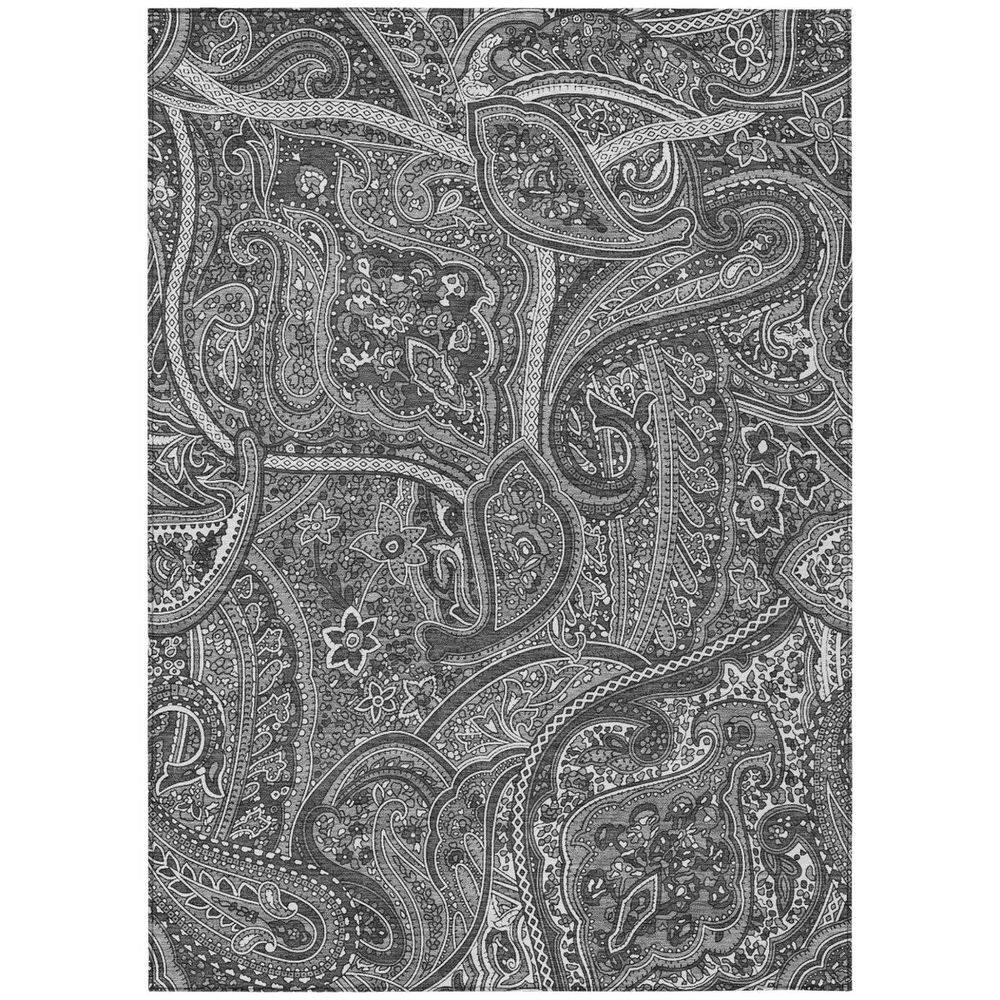 Gray, Silver, Charcoal 5 ft. x 8 ft. Woven Paisley Polyester Rectangle Indoor/Outdoor Area Rug price history on PriceWatchPro