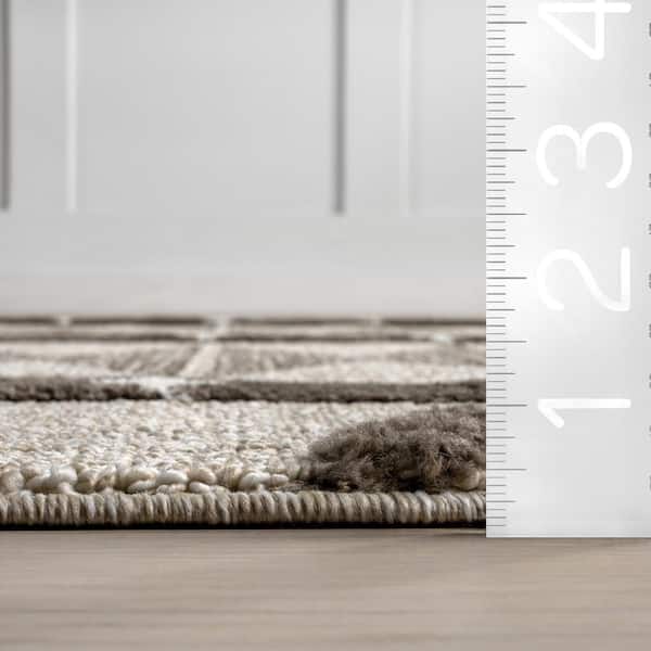 Autumn Geometric Tasseled Beige 4 ft. x 6 ft. Indoor/Outdoor Patio Area Rug
