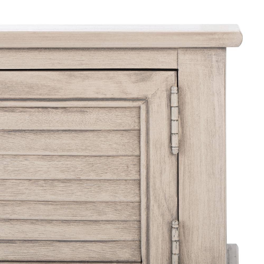 Greige Wood and Metal Console Table with Storage Drawers