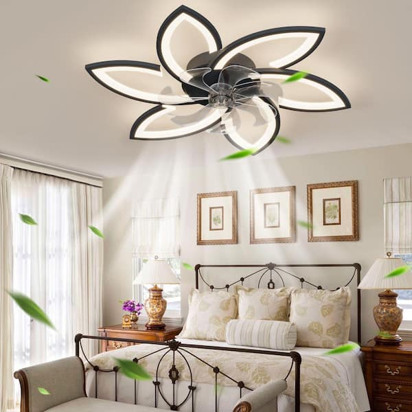 Genoci 30.7 in. Indoor Black Modern Dimmable Reversible 6-Speeds