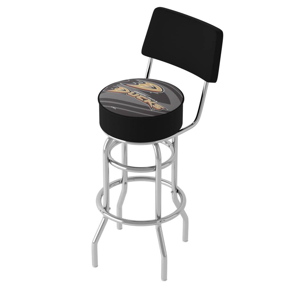Anaheim Ducks Watermark 31 in. Black Low Back Metal Bar Stool with