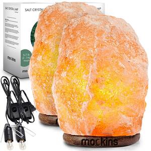 Natural Hand-Carved Himalayan Salt Lamp with Light Bulb and Cord (2-Pack)