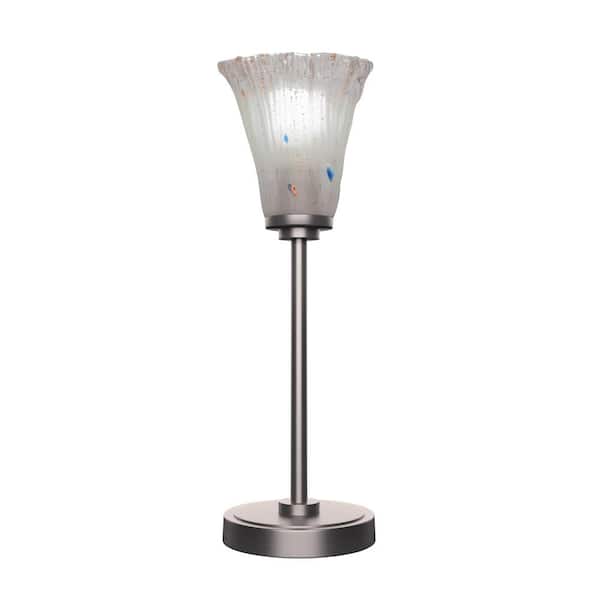 Unbranded Quincy 18.75 in. Graphite Accent Lamp with Frosted Crystal Glass Shade