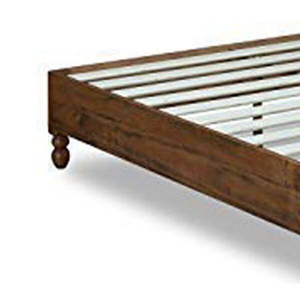 Benjara Natural Brown Slatted Full Size, How To Cover Bed Frame Legs