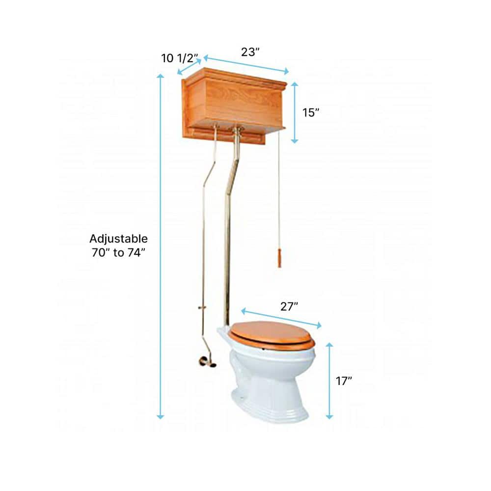Victorian High Tank Pull Chain Toilet with Light Oak Finish