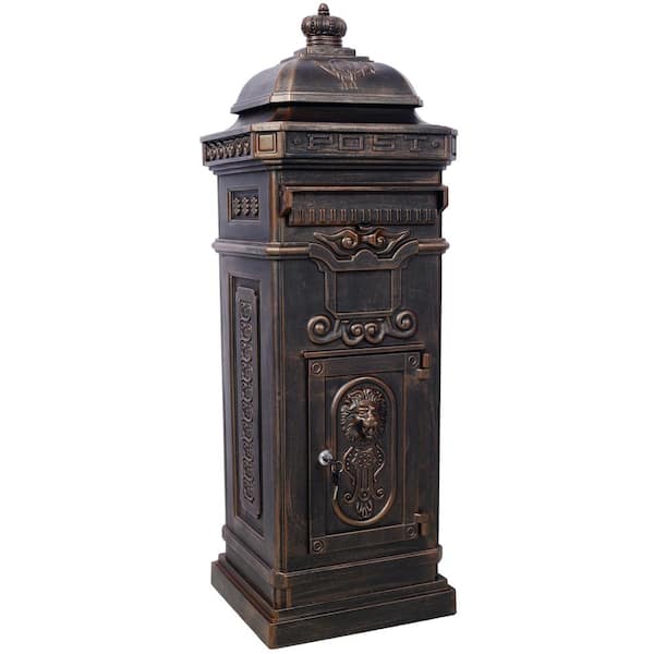 Bronze Rainproof Garden Floor Letter Box with Safety