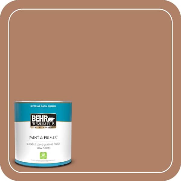 BEHR PREMIUM PLUS 1 qt. #S210-5 Cider Spice Satin Enamel Low Odor Interior Paint & Primer