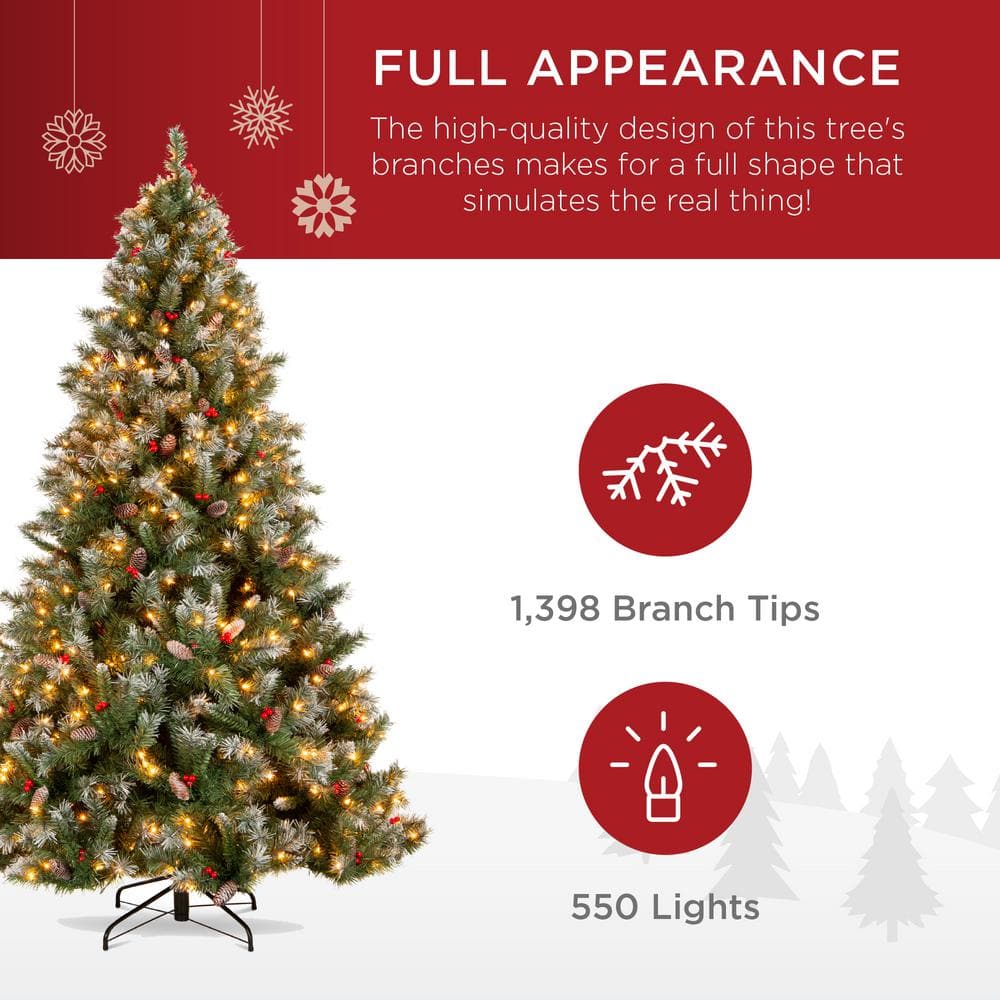7.5ft Pre-Lit White Flocked Pine Christmas Tree with Lights