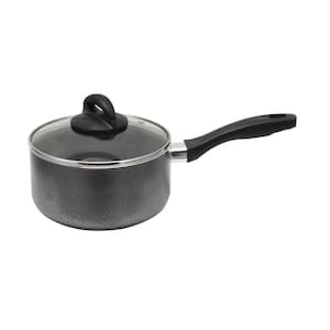 Clairborne 2.5 qt. Aluminum Nonstick Sauce Pan in Charcoal Grey with Glass Lid
