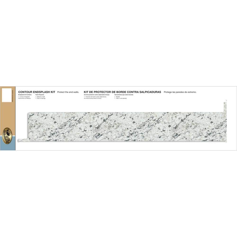 Hampton Bay Laminate Endsplash Kit for Countertop with Integrated Backsplash in White Ice Granite Etchings