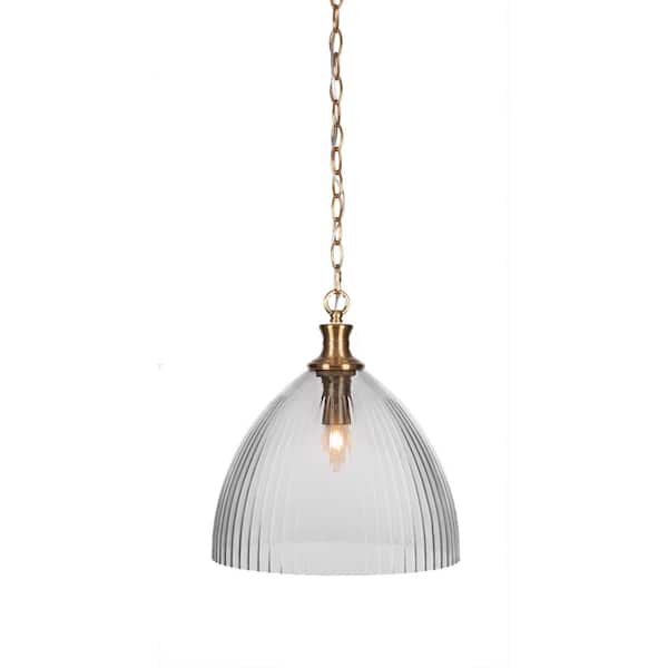 Unbranded Orleans 60-Watt 1-Light New Age Brass Shaded Mini Pendant Light with Glass Shade