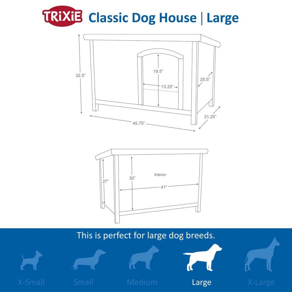 Large Gray Pine Outdoor Dog House with Hinged Roof