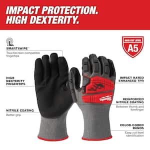 Small Red Nitrile Level 5 Cut Resistant Impact Dipped Work Gloves