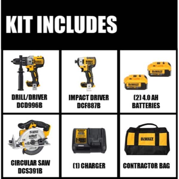 20V MAX XR Cordless Brushless 2 Tool Combo Kit, Cordless 6.5 in. Circular Saw, and (2) 20V 4.0Ah Batteries and Charger
