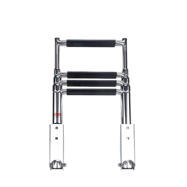 Stainless Steel Telescopic 4 Step Pontoon Boat Ladder Swim Platform Extendable Step Marine Yacht 900lbs Reach 45.5 in. H