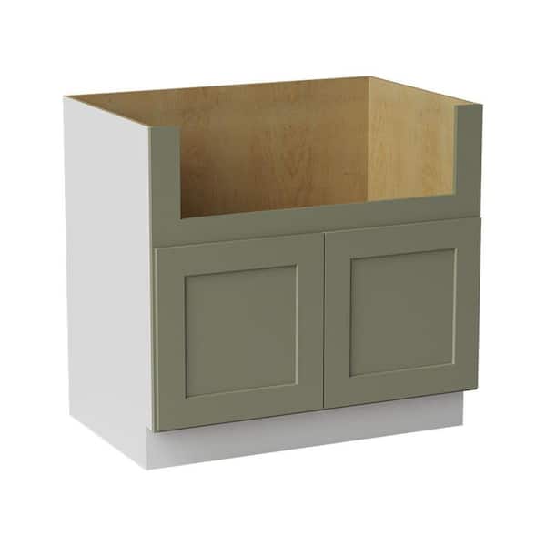 36 in. W x 24 in. D x 34.5 in. H Ready to Assemble Solid Wood Shaker Farm Sink Base Kitchen Cabinet in Sage Green