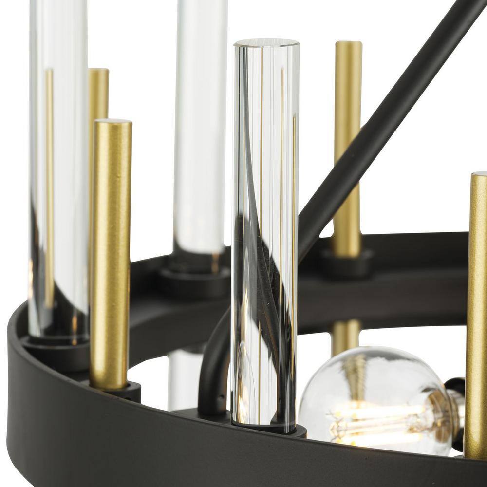 Orrizo 16" Black and Gold Semi-Flush Mount Light