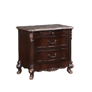 32 in. Brown 2-Drawer Wooden Nightstand