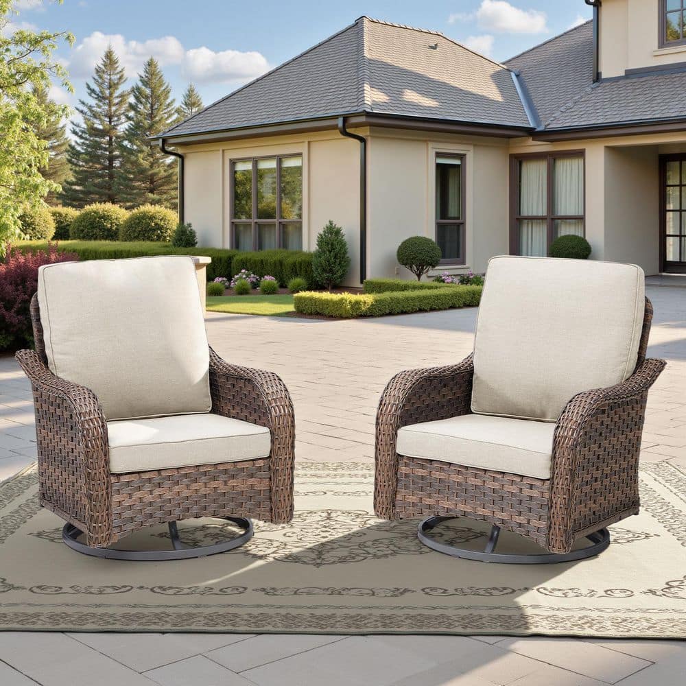 AMCLOBA 2-Piece Wicker Patio Conversation Set Outdoor Rocking Chair ...