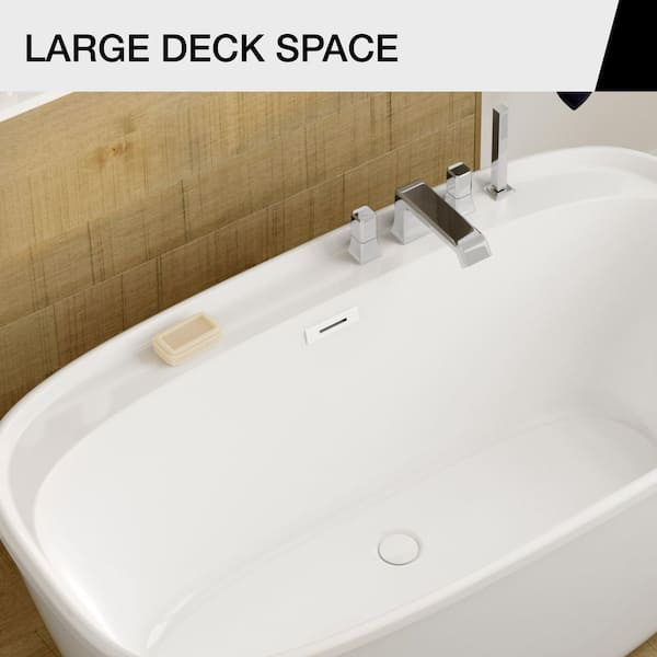 MAAX Odetta 58 in. AcrylX Flatbottom Freestanding Bathtub in White